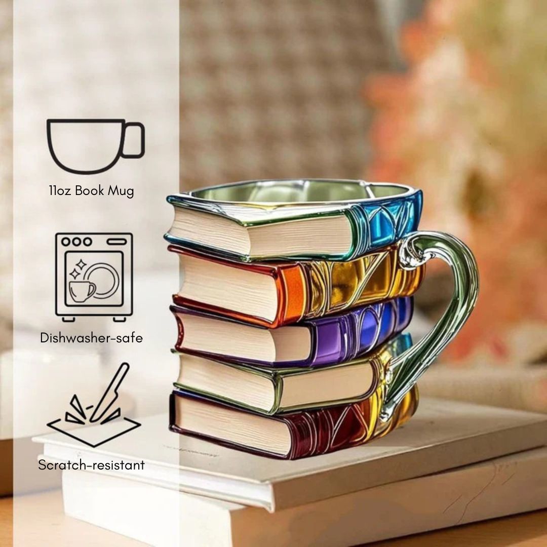 Handcrafted 3D reading happiness book mug - Original