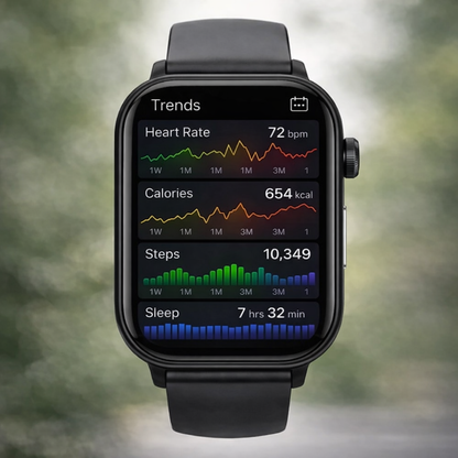 GlucoCare blood sugar health watch – For nutrition, metabolism & blood sugar trends in everyday life